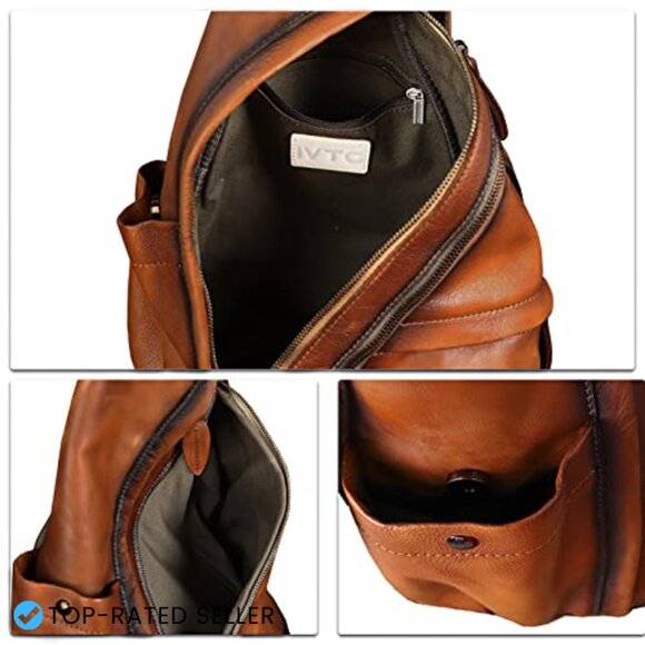 Genuine Leather Sling Backpack Convertible Vintage Retro Daypack Casual main image 6